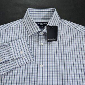 $138 Mizzen + Main Men`s Size Small Purple Scott Plaid Leeward Trim Dress Shirt